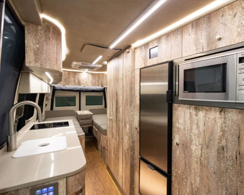 Advanced RV custom class B RV upgraded kitchen
